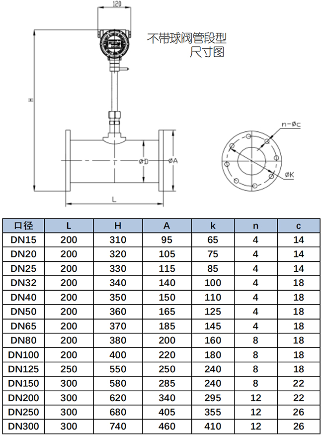 帶卡套球閥氫氣流量計尺寸圖